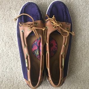 Coach Purple logo boat shoes